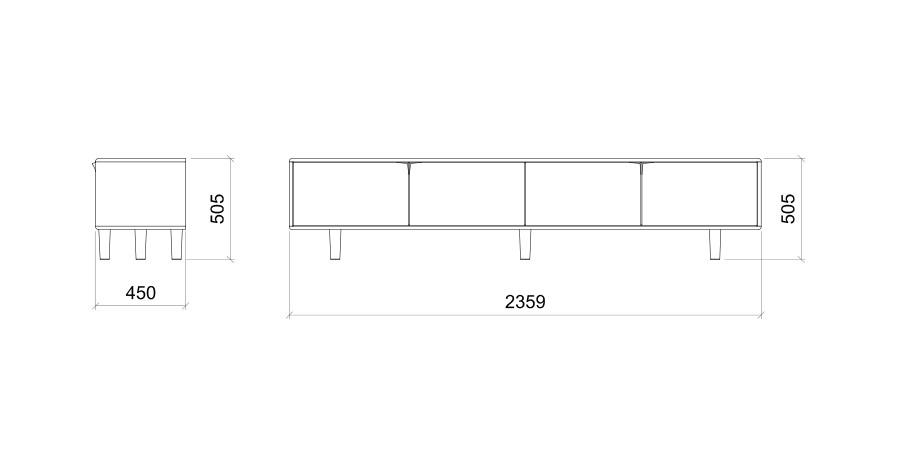 TV-kast 4-deurs - Theuns Eiken meubels